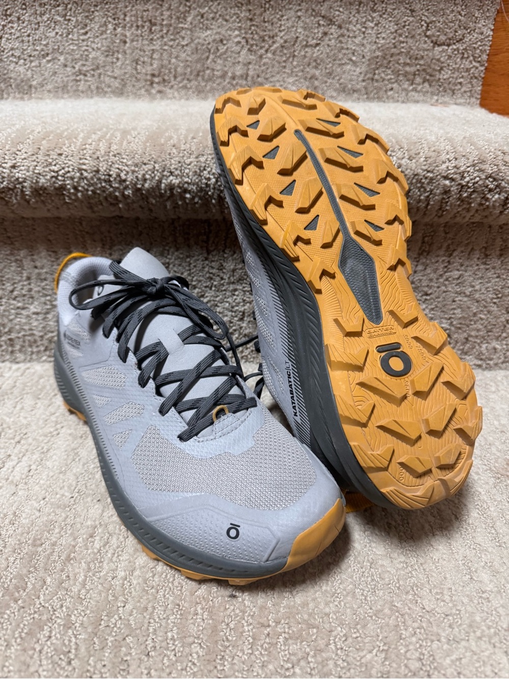 Oboz Men's Trail Sneakers in Gray and Yellow